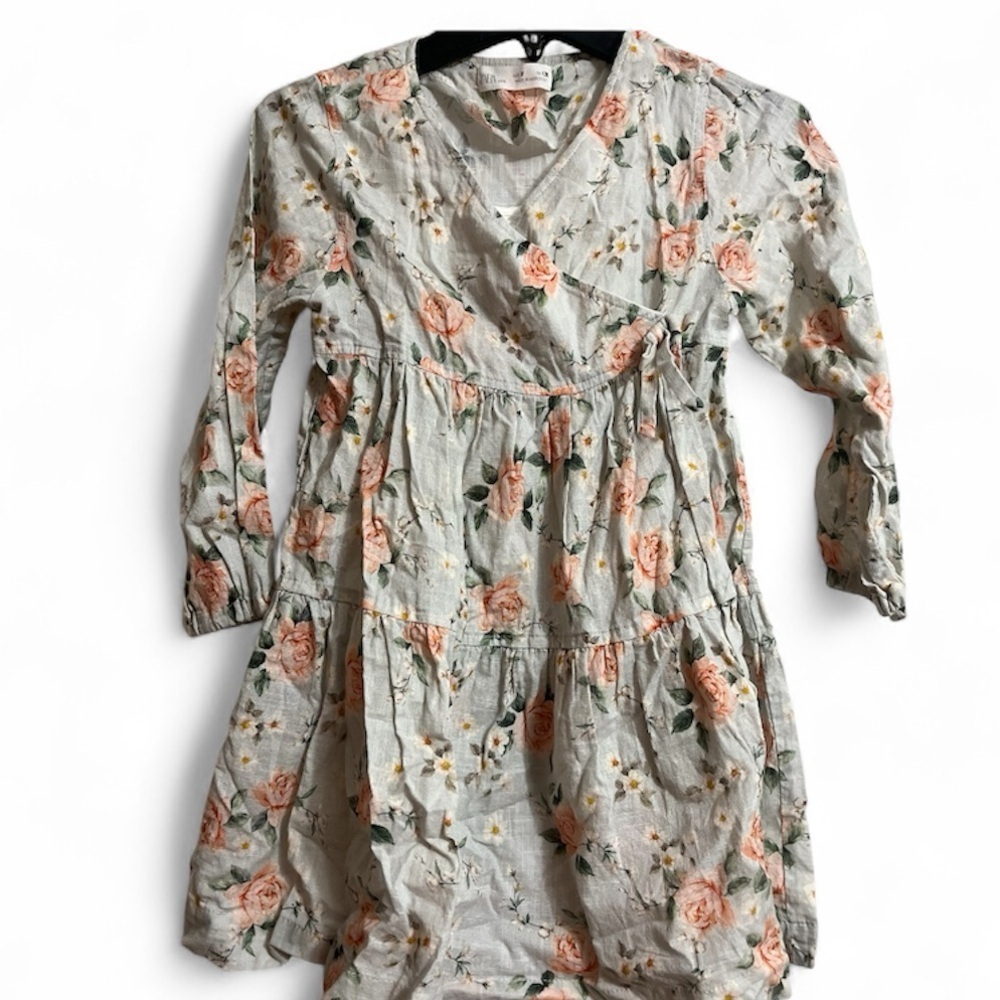 Zara Kids Floral Dress - Peach and White